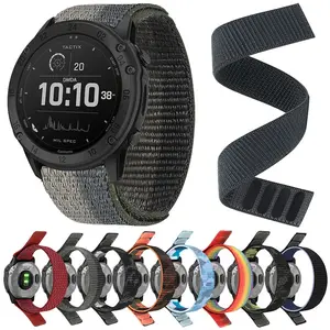 Tali jam 22mm 26mm Tali Loop Nylon QuickFit Untuk Garmin Tactix 7 AMOLED Delta Bravo Band Untuk Garmin Fenix 7X 6 PRO 5 3  Tangan Terjalin