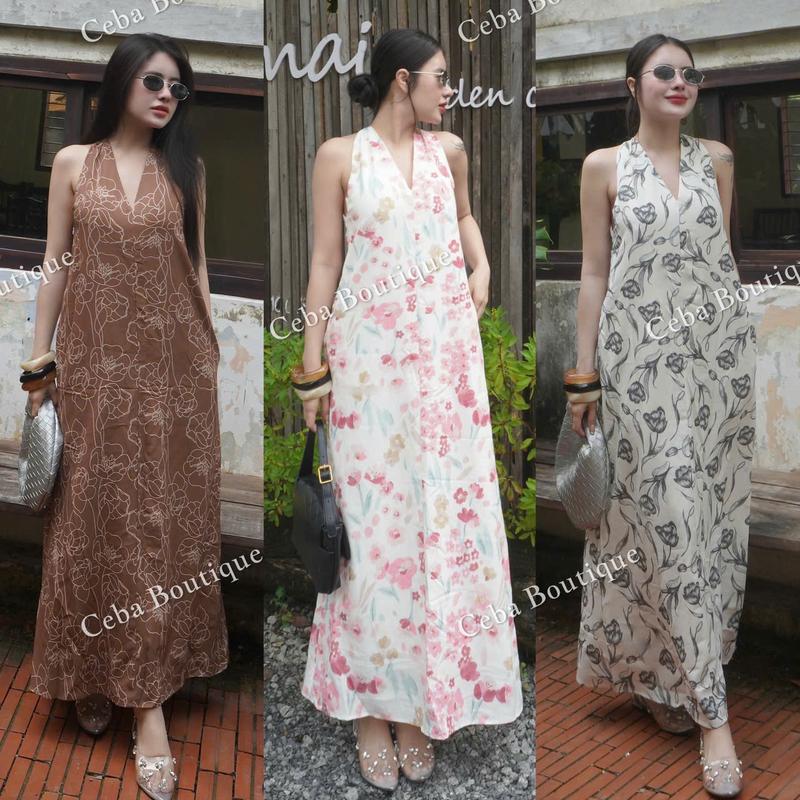 D140 - Đầm Suông Cổ Yếm Phối Họa Tiết CEBA BOUTIQUE