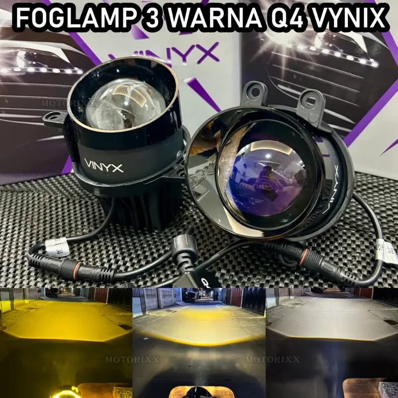 ORIGINAL VINYX BILED FOGLAMP Q4 3 WARNA / ALL WHEATHER 3 INCHI BLUELENS FOGLAMP PROJECTOR HIGH LO PNP TOYOTA HONDA UNIVERSAL 0