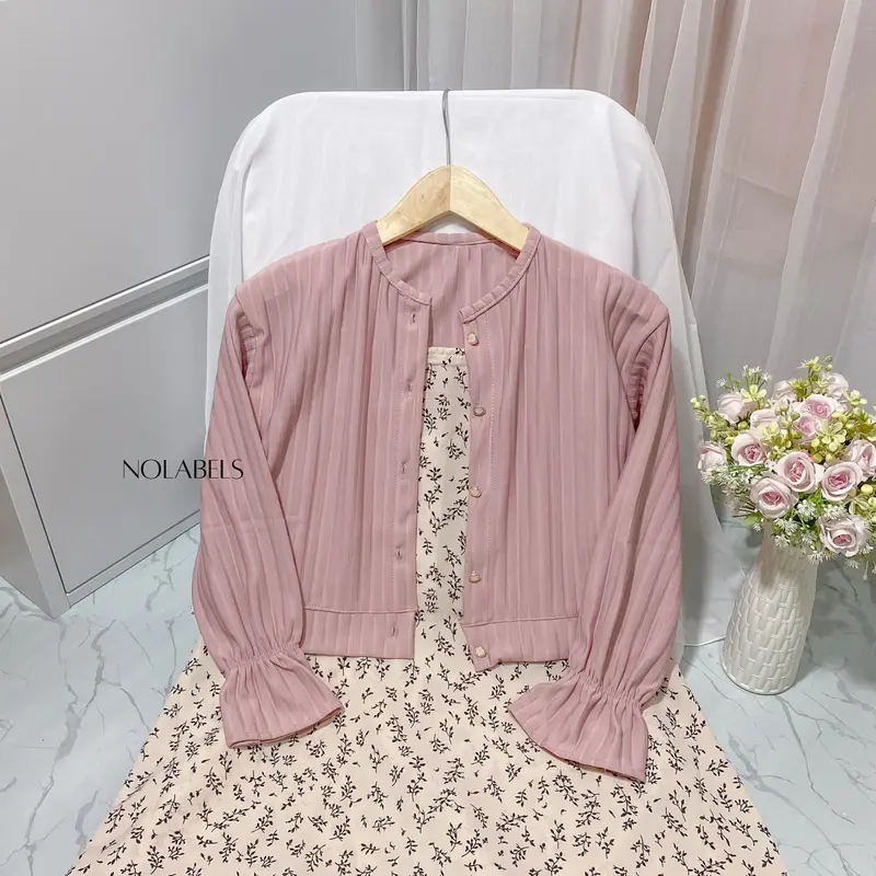 sheraa.id | SETELAN WANITA OVERALL MIX CARDIGAN / Atasan CARDY Kancing Crop KNIT HORNET Outer MIX OVERALL DRESS Panjang MOTIF FLORAL KOREAN STYLE 2