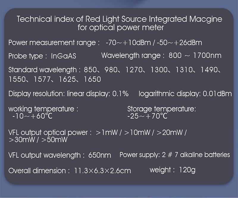 Product Introduction of Máy đo công suất sợi cầm tay mini, COMPTYCO, Máy đo công suất quang, với chức năng exfo và 650nm VFL 8