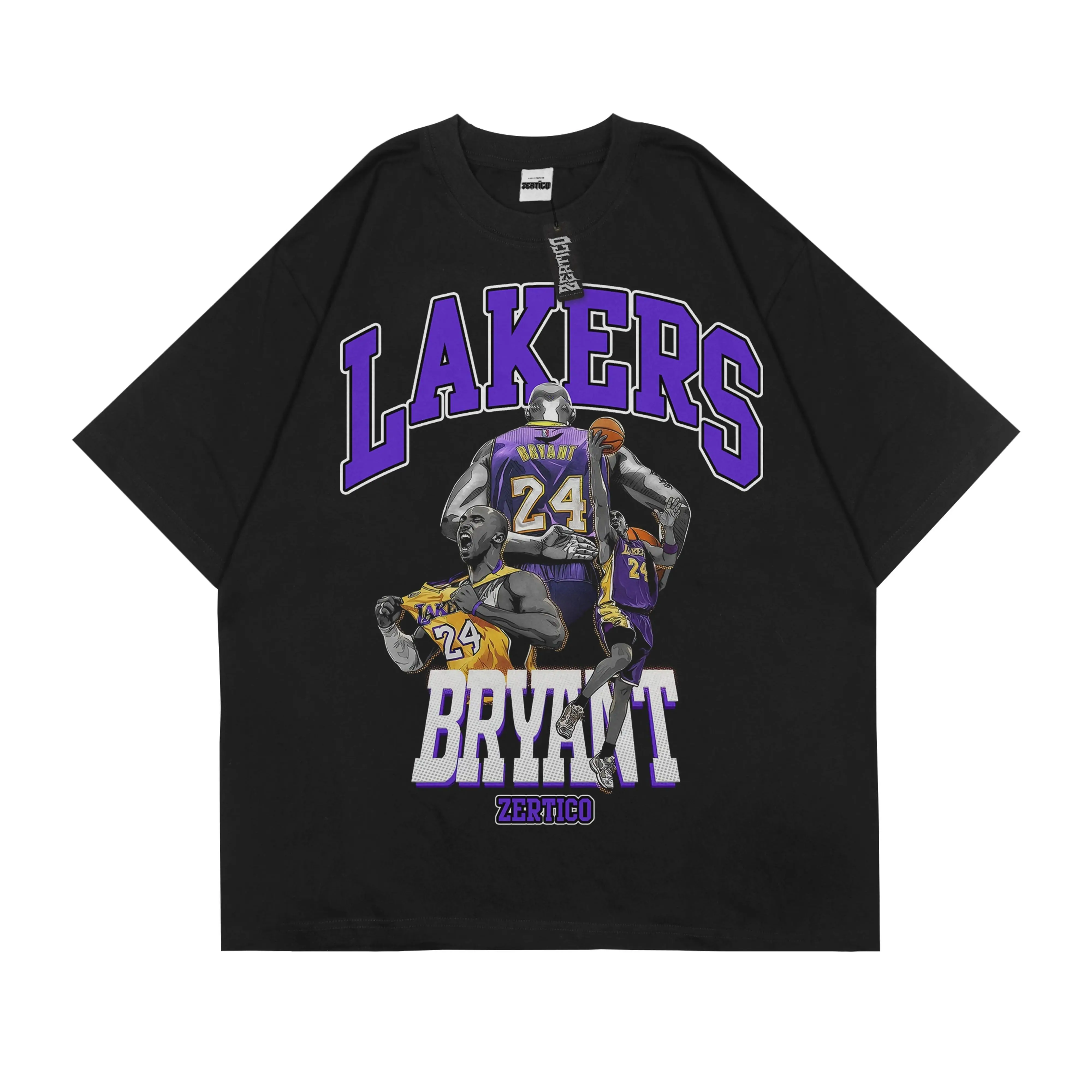 Zertico Kaos Distro LAKERS BLACK Pria Wanita Cotton Combed 24s Tshirt Streetwear Premium