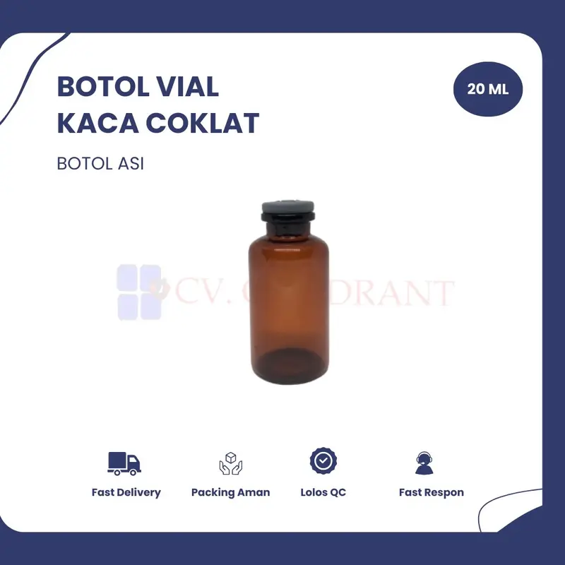 Botol Vial Kaca Coklat Tutup Karet / Botol ASI / Dapat disesuaikan 3