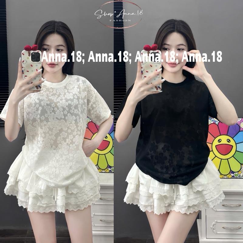 ÁO THUN REN HOA FORM VỪA < 56 kg FORM RỘNG < 70KG REN MỎNG REN HOA _ 35 _ 70KG TOP NỮ