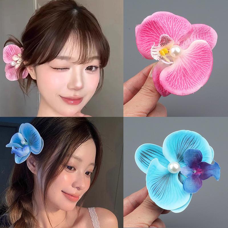 Kẹp Tóc Hoa Nhân Tạo, Kiểu Tưởng Tượng, Kẹp Tóc Hoa Lan Bướm Mô Phỏng, Phụ Kiện Tóc Dễ Thương, Dành Cho Nữ, 8,5cm 6