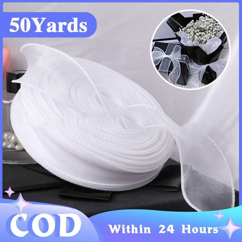 4CM 50Yard/roll Fishtail ribbon Wired Chiffon Ribbon Sheer Organza ...