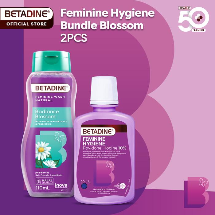 Gambar Feminine Hygiene Bundle Blossom - Feminine Wash dengan Ekstrak Daun Sirih & Prebiotik – Membantu Mengurangi Bau Tidak Sedap, Menjaga Kesegaran, pH Seimbang, Perawatan Area Kewanitaan Sehari-hari dari Betadine Shop Kota Tangerang Tokopedia