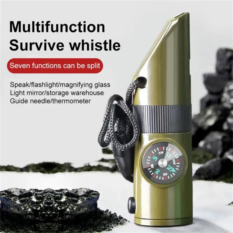 7 In 1 Peluit Outdoor Survival Multifungsi Peluit Emergency Darurat  7 Fungsi: Peluit  Kompas  Termometer  Kaca Pembesar  Reflektor  Dan Lampu LED Camping 2