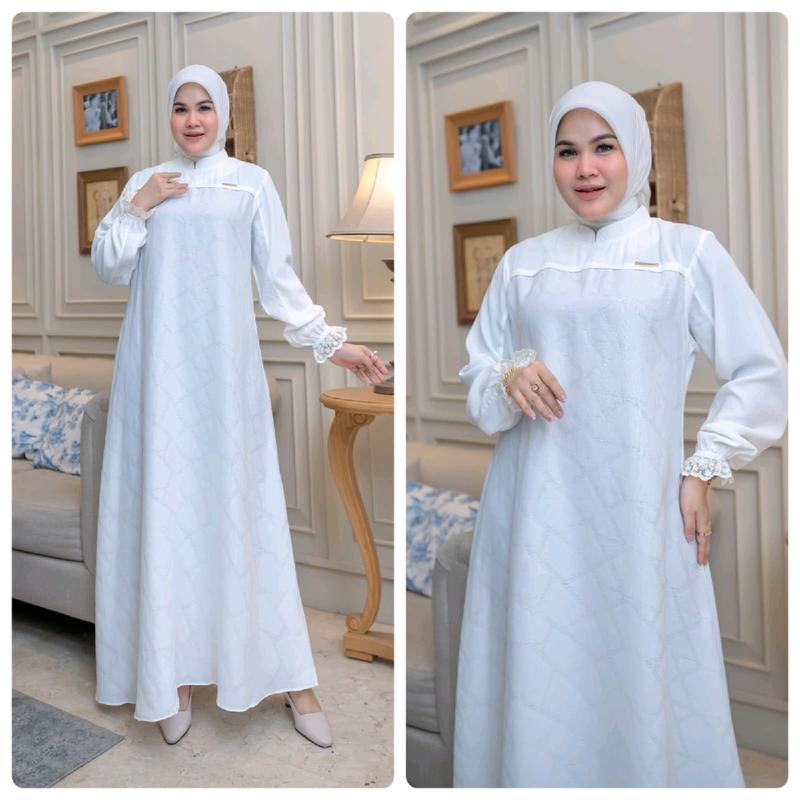 Zahra Dress jetblack premium original by saideofficial / pakaian dress gamis muslim wanita Hitam Polos Kantong Lembut Mutiara Outer Semi Panjang Mewah Kancing Maxi Pesta Kancing 6
