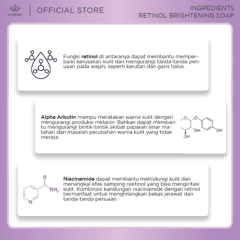 AFF - HIQWEEN SKIN NUTRITION TWINPACK SABUN RETINOL BRIGHTENING SOAP SABUN RETINOL BATANG MENCERAHKAN FLEK HITAM MELASMA  Membersihkan Niacinamide Memutihkan 3