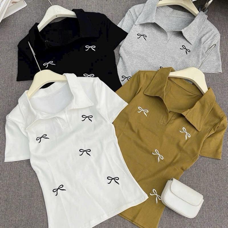  Áo bigsize  40-85kg  ÁO polo NƠ THÊU 460 -Kiểu vừa GỌN DÁNG -Chất THUN TĂM mát co giãn nhiều 