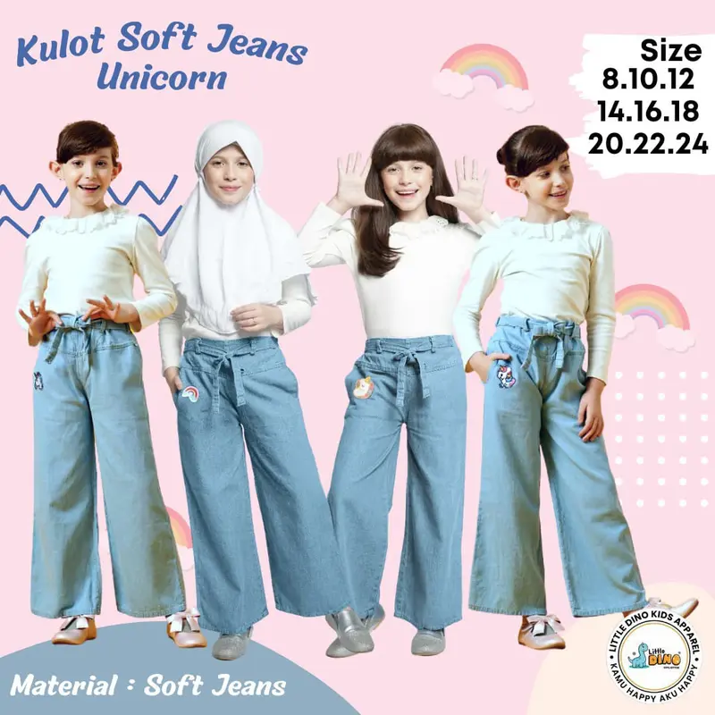Celana Kulot Anak Unicorn Littledino Softjeans Celana Jeans Anak Kulot Jeans 2