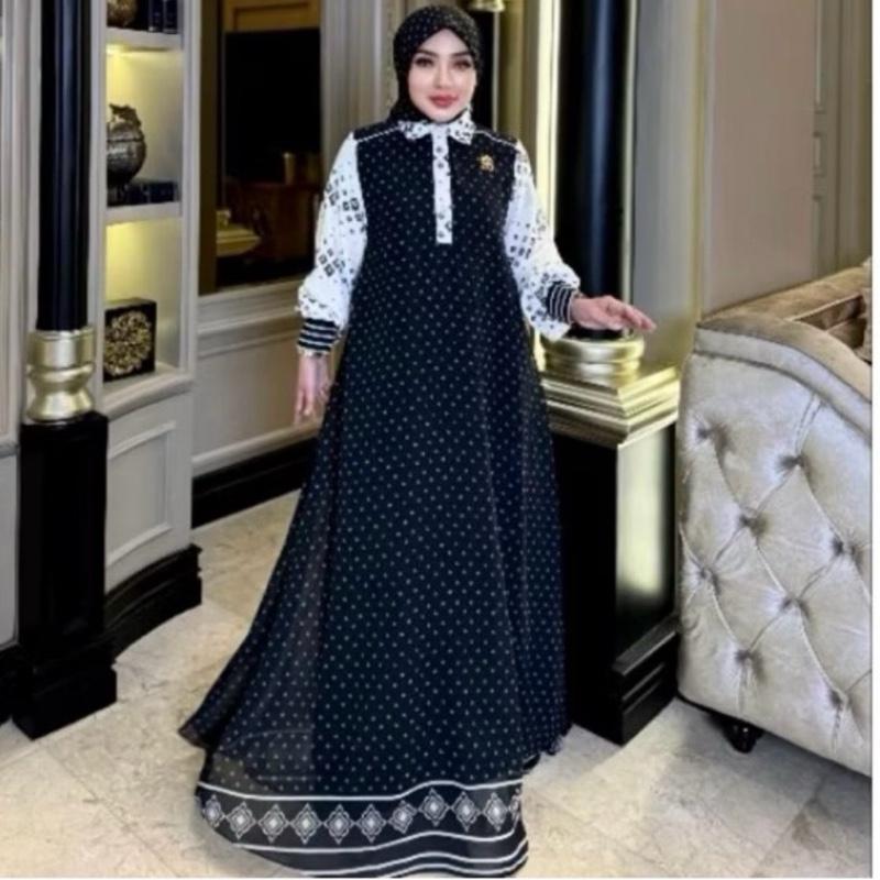 SHELLASAUKIA DRESS RAYA Cut Meyriska Bisa COD Gamis Swiss Set Hijab shellasaukia ORi Muslim Wanita 7
