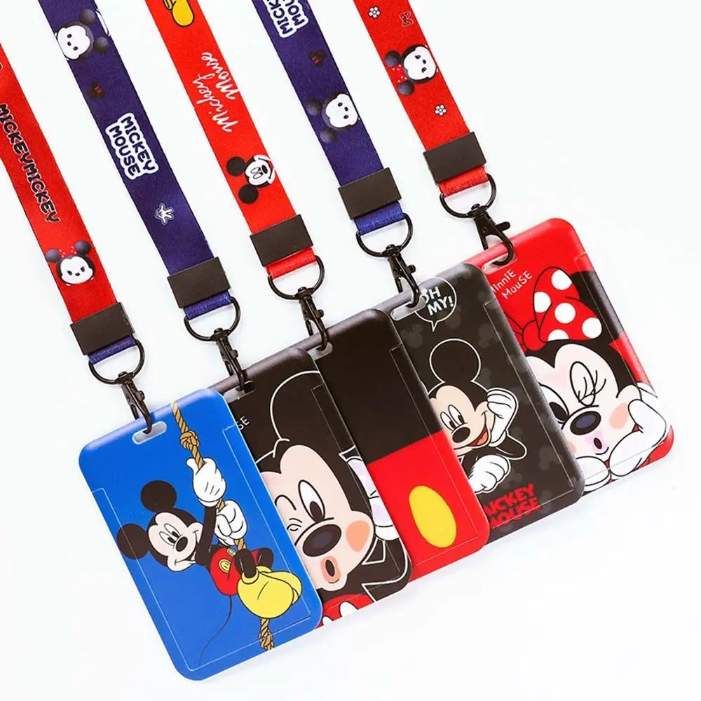 Kawaii Children Mickey Minnie Lanyard Business Card Bank Credit Card Work Card Bag Cartoon Card Holder Badge Holder Bus Card Case