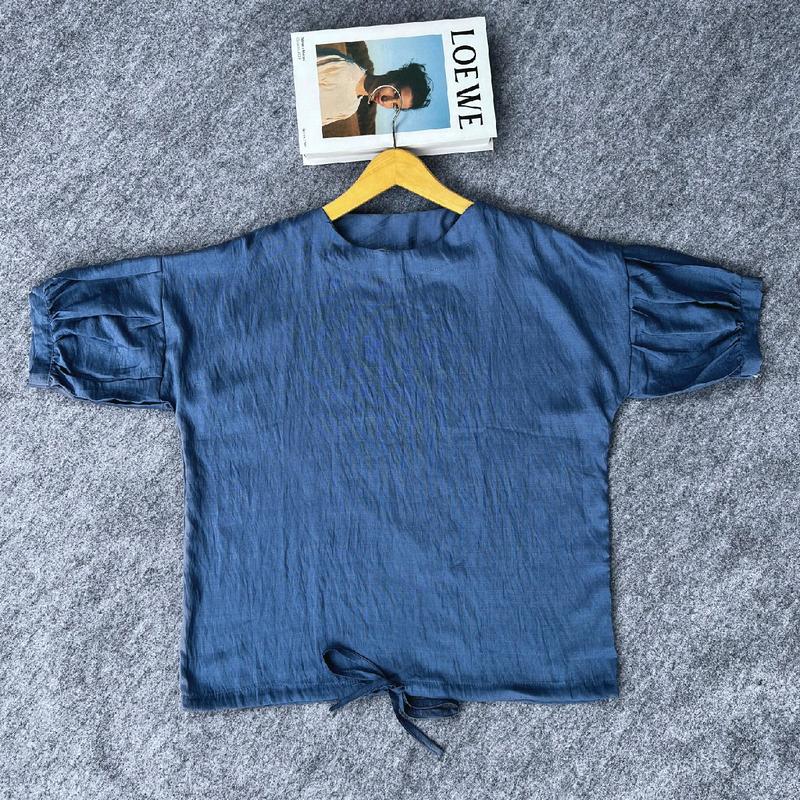 [Tsurayaa] Ashley Baju Atasan Top Blouse Basic Serut Wanita Jumbo Polo Linen Korean Style LD 120 Cm Oversize 1