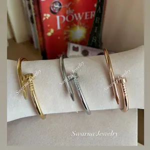 Gelang Bangle Lilit Permata Elegan Gold/Rosegold/Silver Titanium Bracelets