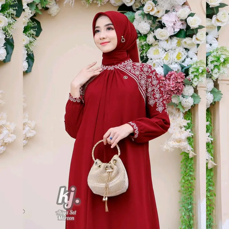 Gamis Pesta Raina Set Ori Khadijah Mode Gamis Cantik Gamis 2