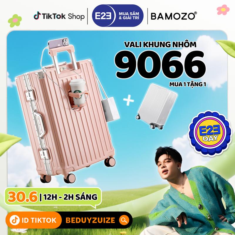 [DUY NHẤT 30/6] Vali Việt Bamozo Khung Nhôm 9066 Size 20/24 Nhựa PC Nguyên Khối 4 Bánh Xoay 360 Độ Đổi Được Mật Khẩu Bọc Kim Loại 4 Góc