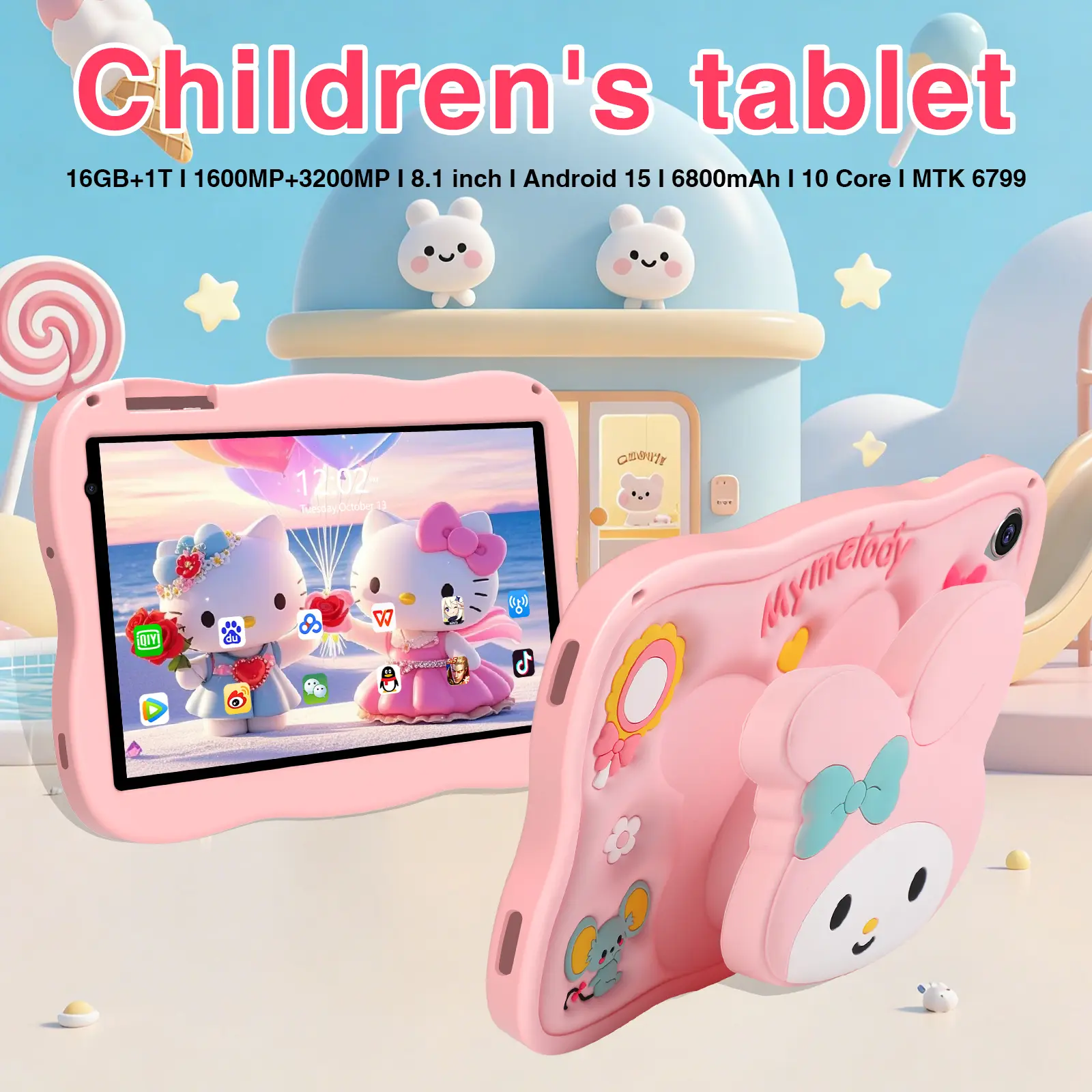 Hancdon Tablet Anak A11 8.1 Inci Android 15 Quad Core 12GB+512GB Layar IPS Anti Radiasi Dual Kamera 4G/5G LTE WiFi Bluetooth Edukasi Belajar Anak Game KidsToy 2026 Prosesor