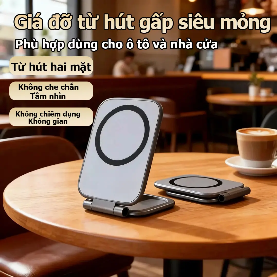 Giá đỡ điện thoại di động từ tính siêu mỏng mới với tính năng gấp đa chức năng cho điều hướng ô tô và bảng điều khiển trung tâm – giá đỡ điện thoại - 1