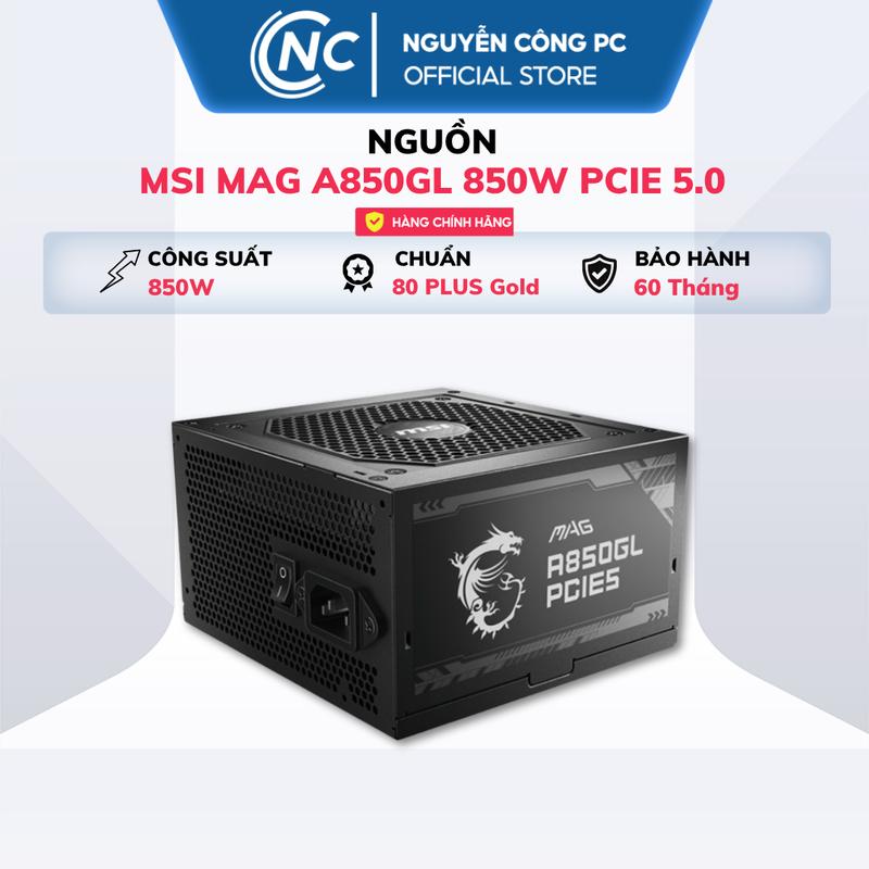 Nguồn MSI MAG A850GL PCIE 5.0 (850W, 80+ Gold, ATX 3.0) - BH 60 tháng