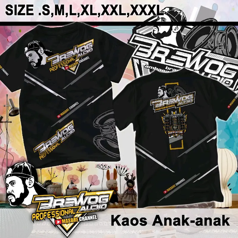 T-shirt / Kaos Distro Anak-anak Brewog Audio A6 BISA CUSTOM NAMA Laki-laki dan Perempuan Terlaris Viral Size S,M,L,XL,XXL,XXXL 0