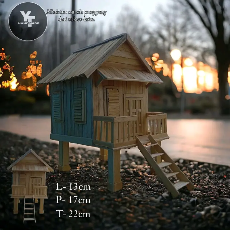 Miniatur rumah panggung dari stik es krim 0