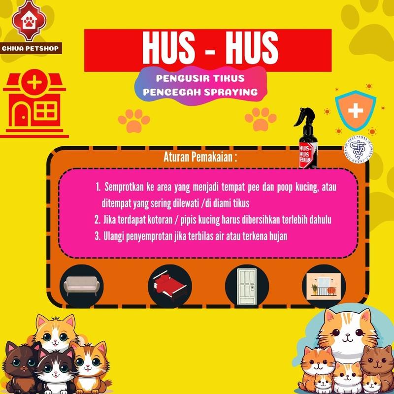 HUS HUS RAT CAT 250 ML Anti TIKUS dan KUCING Spraying Aman Untuk Hewan Peliharaan 2
