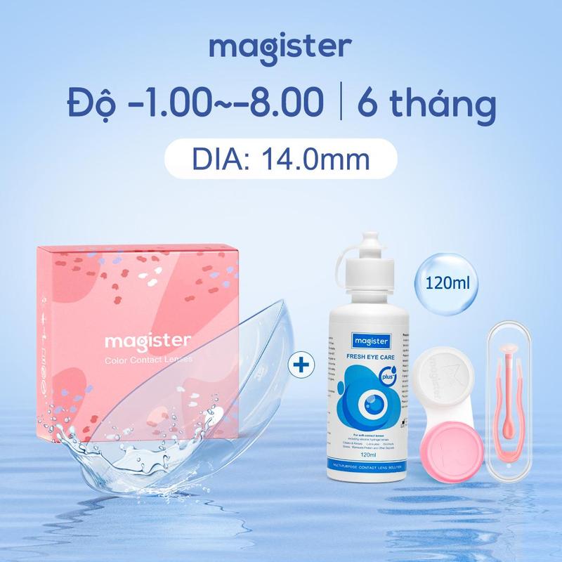 【Lens trong suốt】Magister Kính Áp trong suốt Clear Lens 6 tháng  – Độ Cận 1.00–8.00,Khóa ẩm,Khóa ẩm,DIA 14.0mm Lens Cận Thị Thoáng Khí Đeo 12h Không khô mắt Thoải mái phù hợp người mới Đeo hàng ngày tặng Nước ngâm+Dụng cụ đeo+ Khay đơn,đảm bảo chất lượng