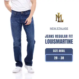LOUISMARTINE Celana Jeans Regular Fit Original Signature Size 28-38 Denim Corvus 13oz Berkualitas Tiga Varian Warna Keren Bio Blitz Bio Stone Retro