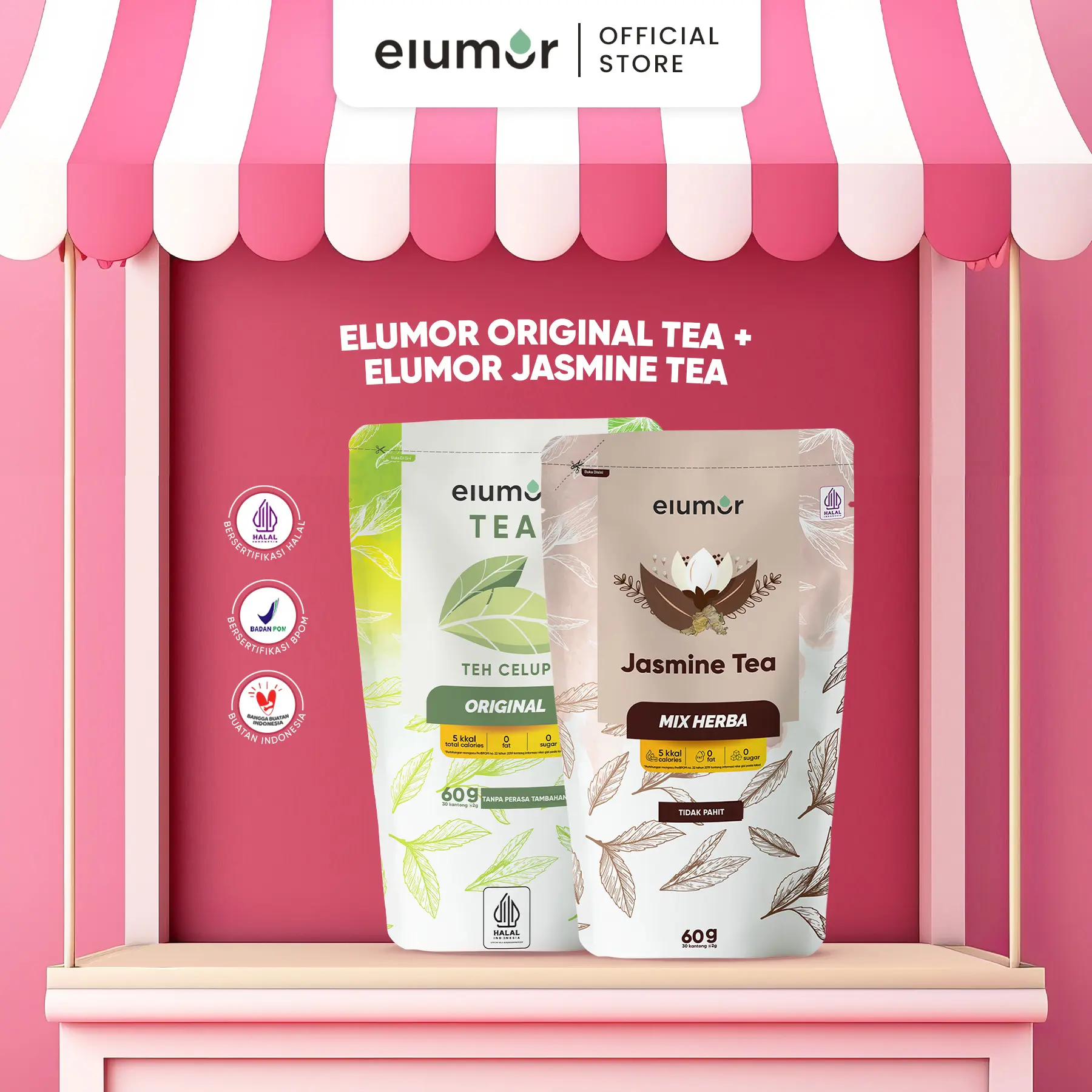 BUNDLING Elumor Jasmine Tea Mix Herba + Elumor Tea Original