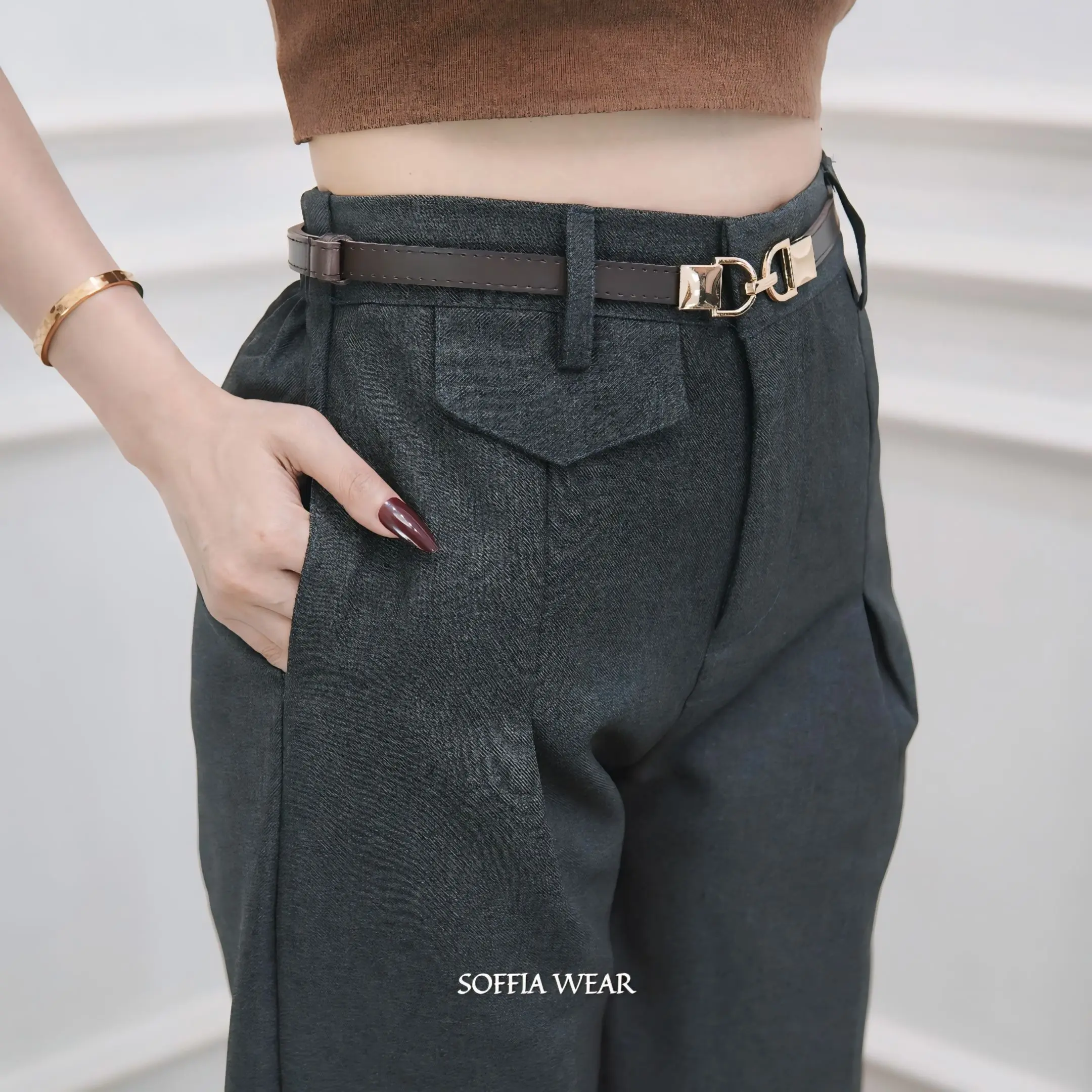 SOFFIA - Celana Panjang Oro Pants Kulot Wanita Anti Kusut Hightwaist Loose Pants Trousers