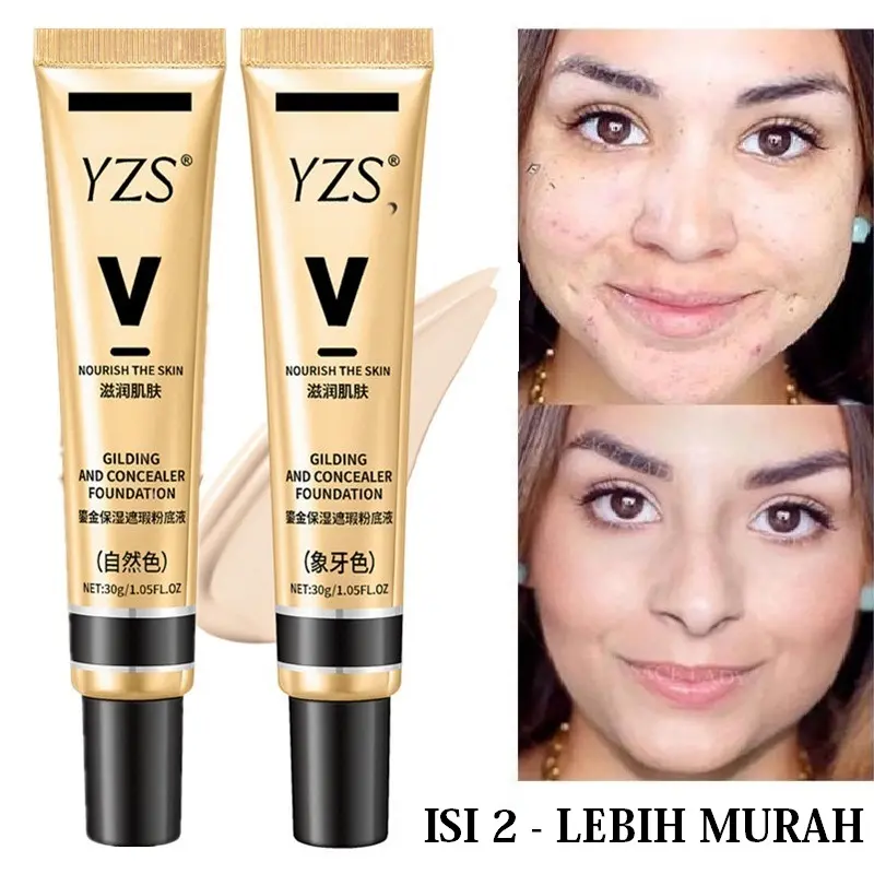 Paket 2pcs YZS Liquid Foundation Waterproof Oil Control Tahan Lama