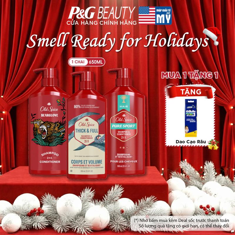 Dầu Gội + Xả 2in1 Old Spice 650ml Thơm Mát 