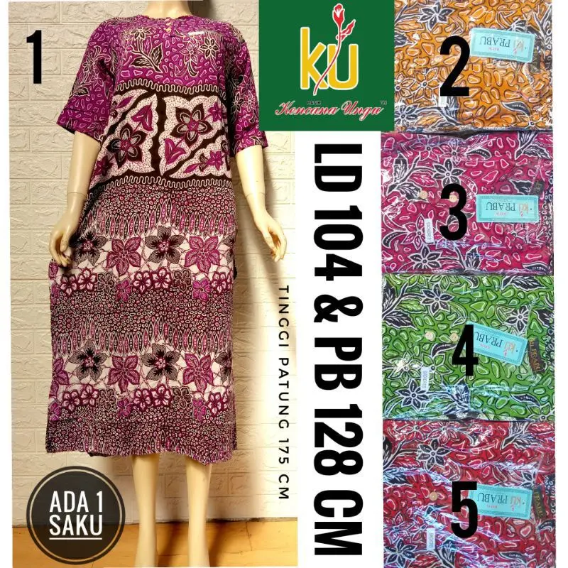 Daster Panjang Batik Kencana Ungu Prabu Hitam Longdress Tangan Lengan 7/8