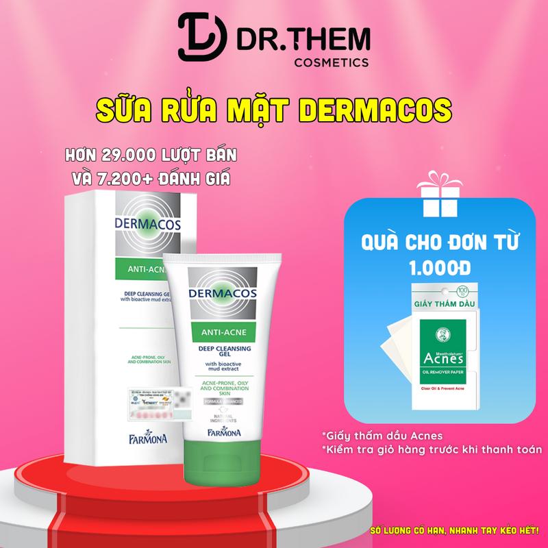 DERMACOS Sữa Rửa Mặt Farmona Dermacos Anti Acne Deep Cleansing Gel 150ml, Sạch Sâu Ngừa Mụn, Cho Da Dầu