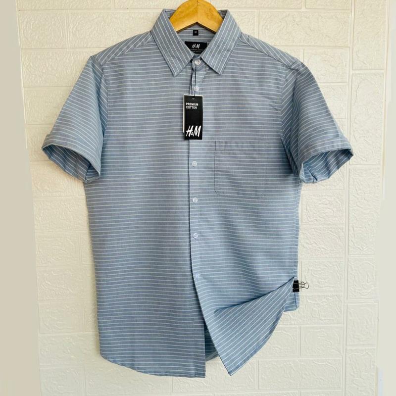 Kemeja Pria Lengan Pendek Salur Stripe | Kemeja Salur Slimfit Oxford Premium Casual | Kemeja Salur Pria 1