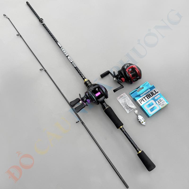 Bộ Cần Câu Lure Ceres Máy Ngang Titan + Dây PE 100m + Nhái Hơi + Khóa lure - Fishing, Câu Cá, Mồi Lure, Mồi Mềm, Bộ Cần Câu Máy