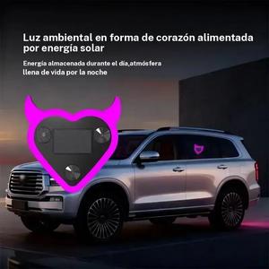 Luz en forma de corazón diablo para ventana triangular solar/USB, decoración de ventana LED con forma de corazón, luz de ambiente LED sin cableado