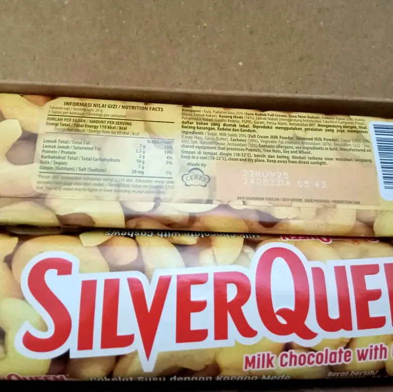 1 pcs silverqueen jumbo 55gr COKLAT SILVERQUEEN ALMOND & CASHEW