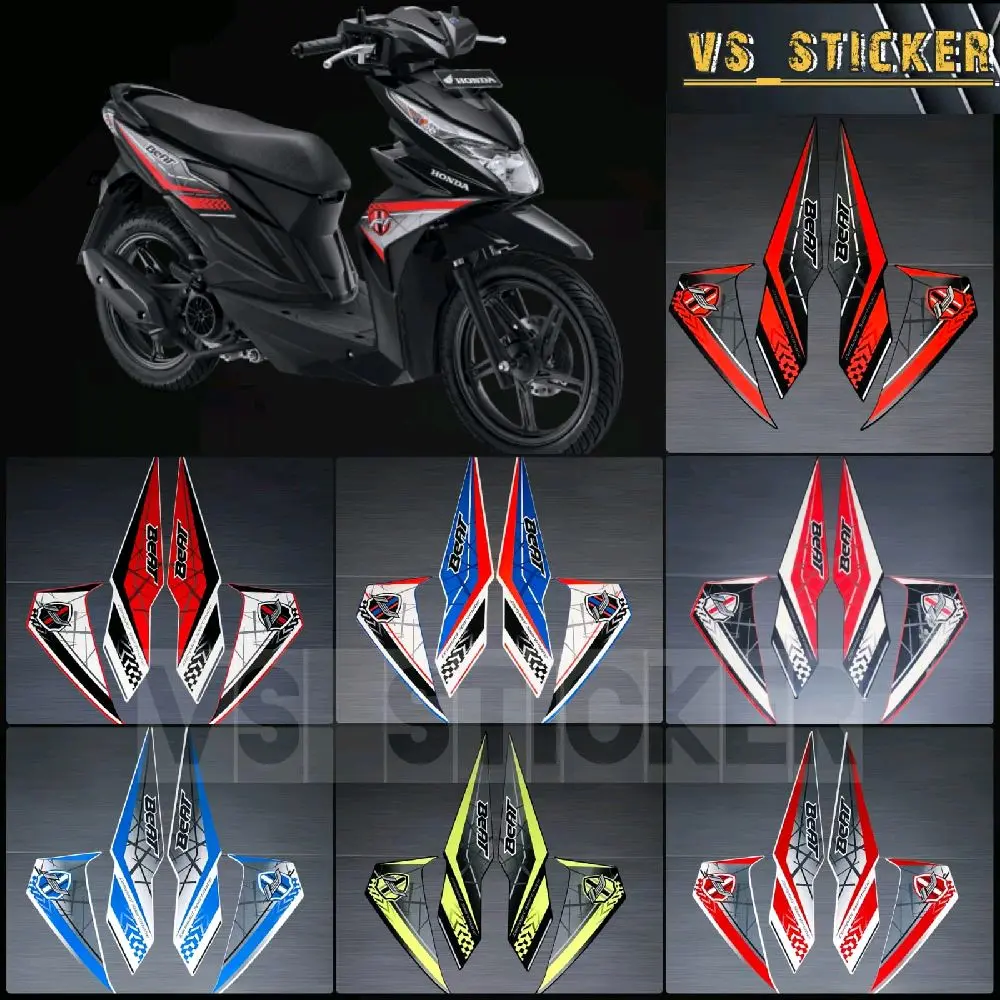 STRIPING LIST BODY STANDART MOTOR BEAT FI 2016 2017 MERAH PUTIH HITAM BIRU STABILO  Motorcycle Kendaraan