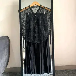 ONE SET VEST BRUKAT TILE ROK PLISKET PREMIUM