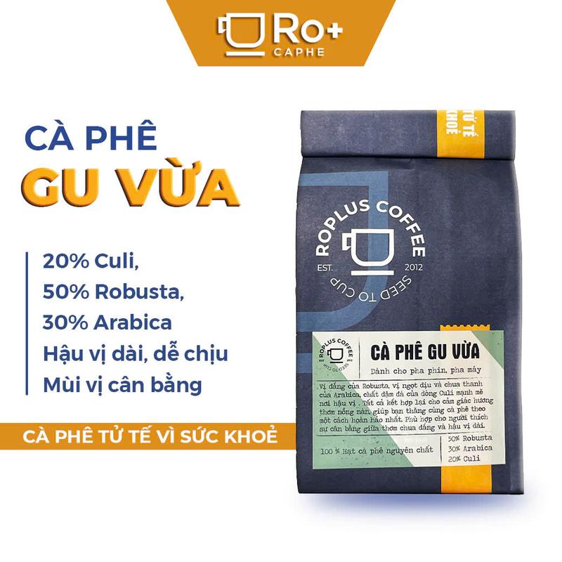 Cà phê Gu Vừa Roplus Coffee Chính Hãng Nguyên Chất Rang Mộc - Cafe Pha Phin Pha Máy vợt Cafe Nguyen Chat Cafe Rang Xay 250g 500g 1000g cà phê hạt cà phê chuyên pha bac xiu cafe Vị Chua cà phê coffee 30% Arabica cafê đá