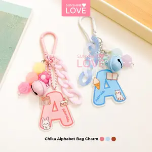 Sunshinelove - Chika Alphabet Bag Charm Keychain Gantungan Huruf Abjad Kunci Tas