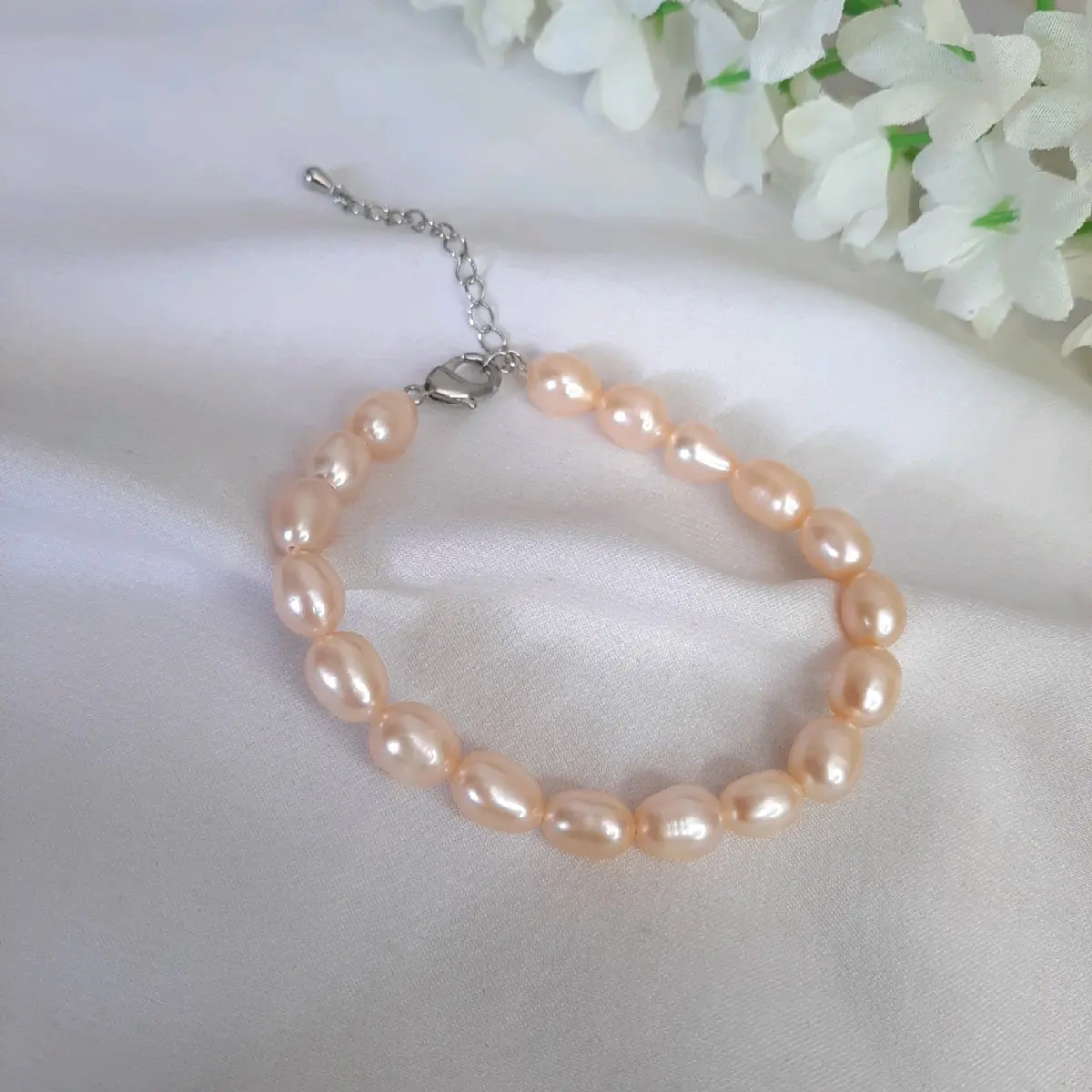 gelang  cantik full mutiara asli air tawar oval Perempuan Harian
