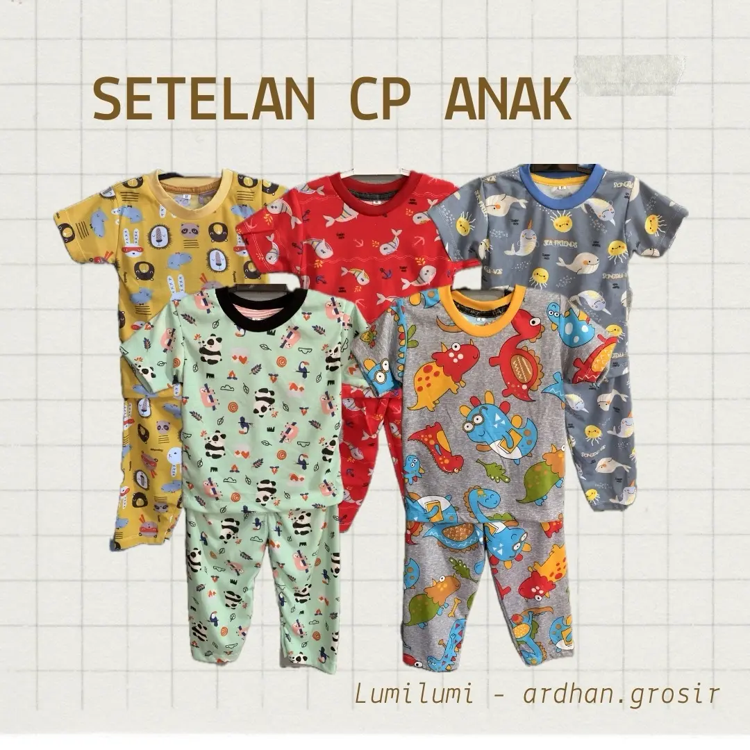 Paket bundling 2 setelan pendek panjang anak murah