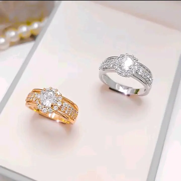CINCIN TITANIUM ALA KOREA PERHIASAN MEWAH FULL PERMATA Elegan Rings