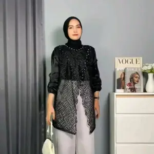 Zize Outer Silang Brukat Etnik Full Payet / Outer Brukat Kondangan / Tunik Lebaran Baju Hari Raya Muslim