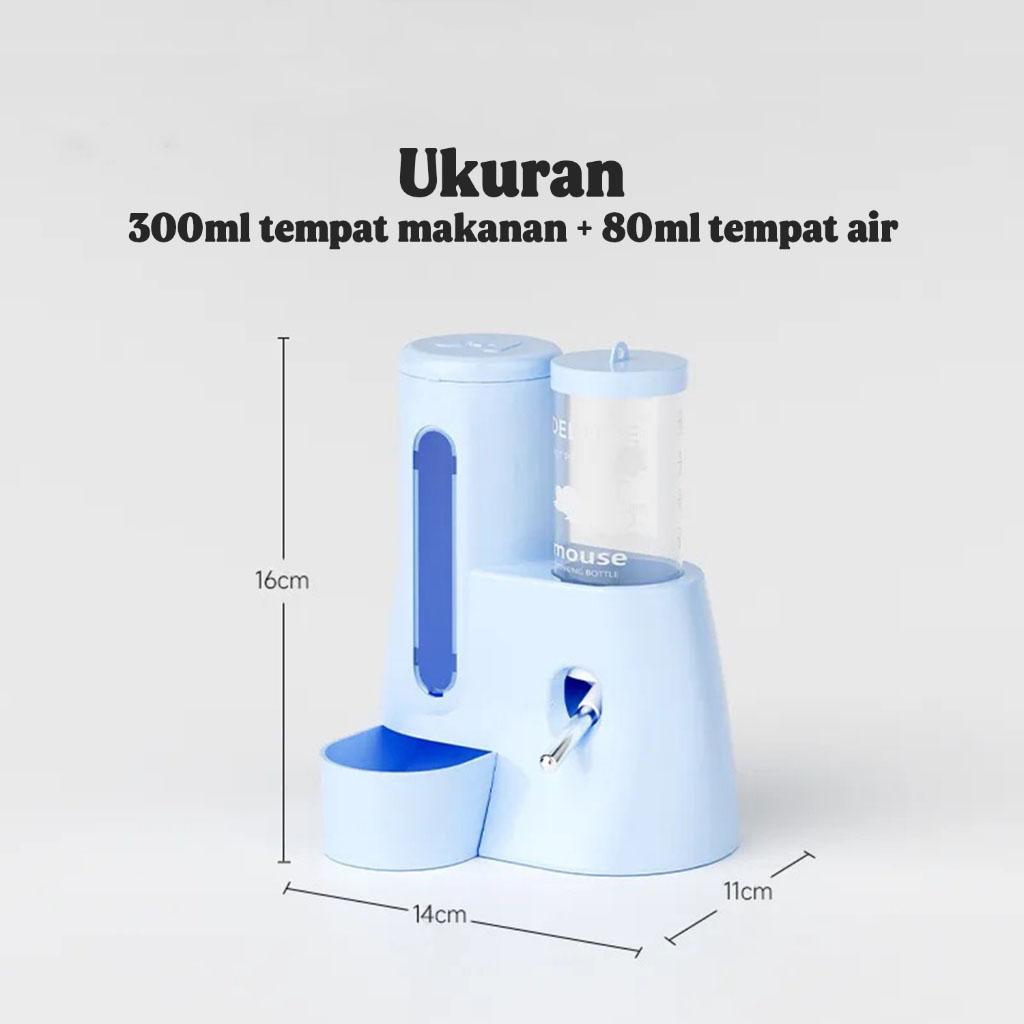 Pawsy Mart-Tempat Makan Minum Hamster F38 Dispenser Anabul Pet Feeder Otomatis 2IN1 Transparan dengan Indikator Level dan Bahan PP + PSU