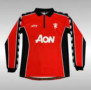 MFZ-RETRO MU  (merah)FANTASY LONGSLEVE Jersey Manchaster United Drifit Milano 200gsm Tahan Lama Lembut Menyerap Keringat Jahitan Overdeck Sublim Printing Free Stiker